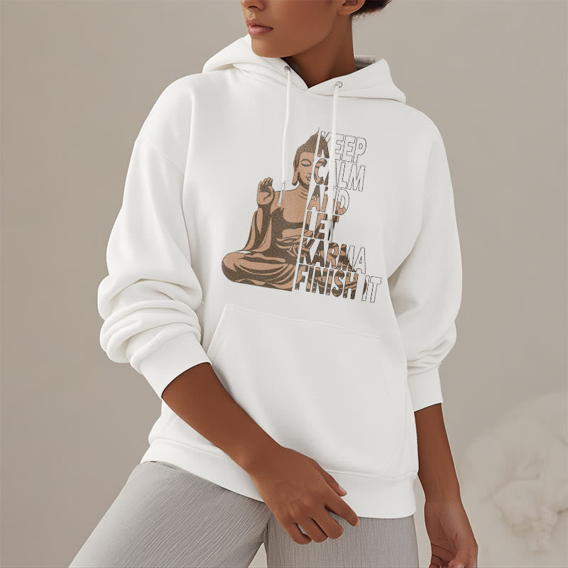 Les Buddha Stones restent calmes et laissent le karma le finir Sweat à capuche doublé en polaire polyester Bouddha