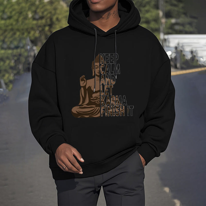 Les Buddha Stones restent calmes et laissent le karma le finir Sweat à capuche doublé en polaire polyester Bouddha