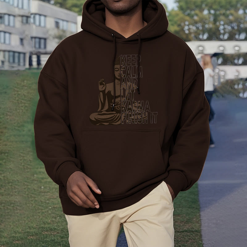Les Buddha Stones restent calmes et laissent le karma le finir Sweat à capuche doublé en polaire polyester Bouddha