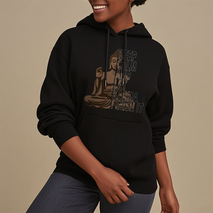 Les Buddha Stones restent calmes et laissent le karma le finir Sweat à capuche doublé en polaire polyester Bouddha