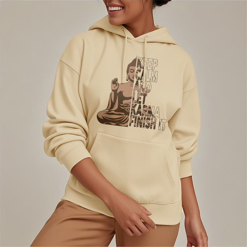 Les Buddha Stones restent calmes et laissent le karma le finir Sweat à capuche doublé en polaire polyester Bouddha