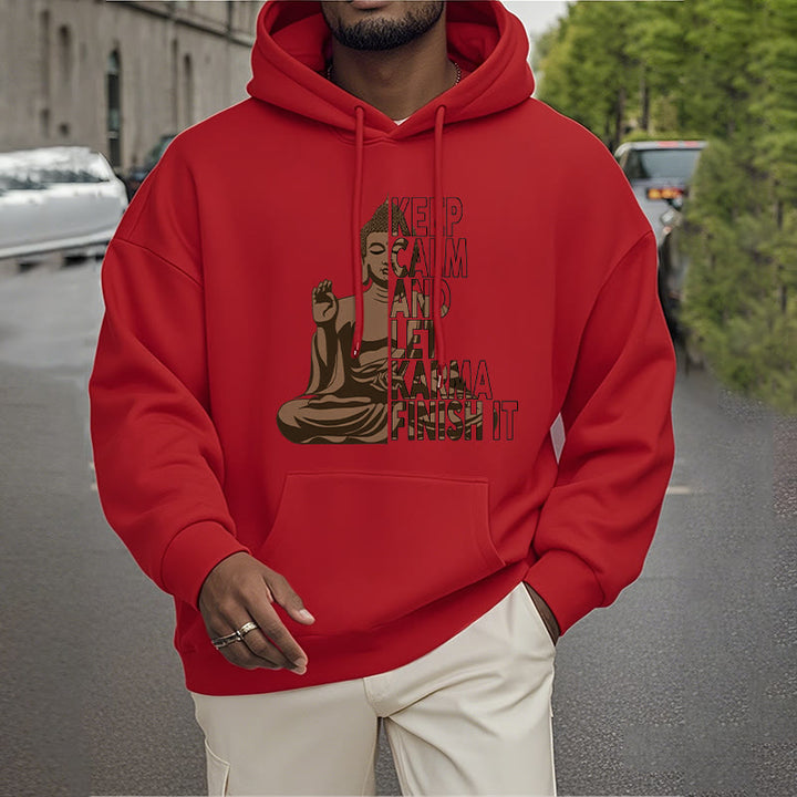 Les Buddha Stones restent calmes et laissent le karma le finir Sweat à capuche doublé en polaire polyester Bouddha