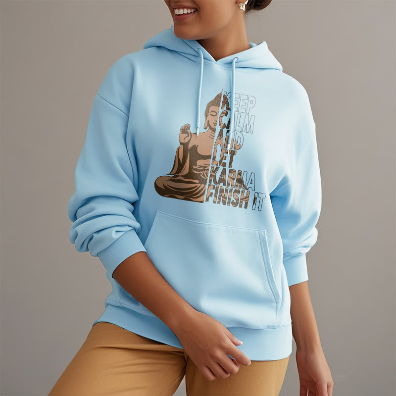 Les Buddha Stones restent calmes et laissent le karma le finir Sweat à capuche doublé en polaire polyester Bouddha