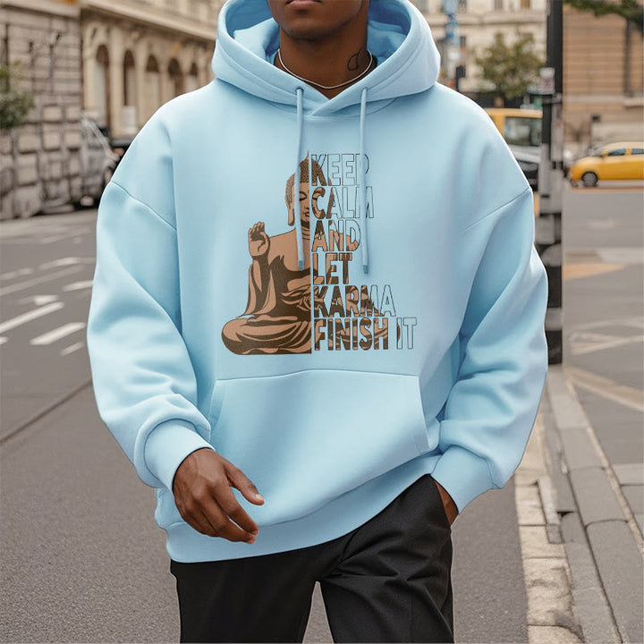 Les Buddha Stones restent calmes et laissent le karma le finir Sweat à capuche doublé en polaire polyester Bouddha