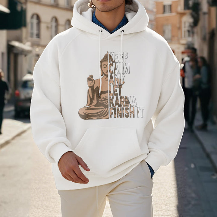 Les Buddha Stones restent calmes et laissent le karma le finir Sweat à capuche doublé en polaire polyester Bouddha