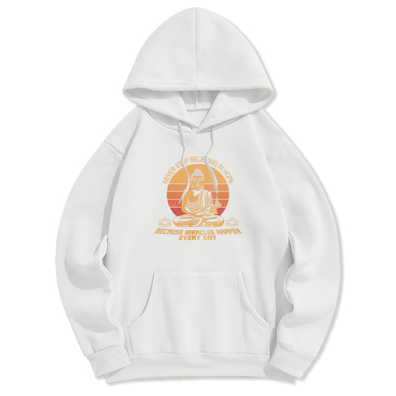 Les Buddha Stones ne cessent jamais de croire en l'espoir Bouddha Sweat à capuche doublé en polaire polyester