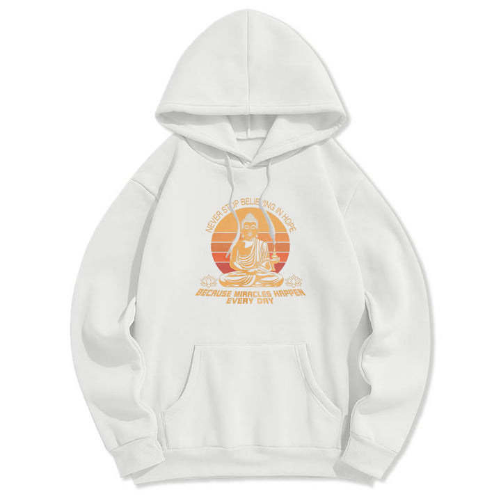 Les Buddha Stones ne cessent jamais de croire en l'espoir Bouddha Sweat à capuche doublé en polaire polyester