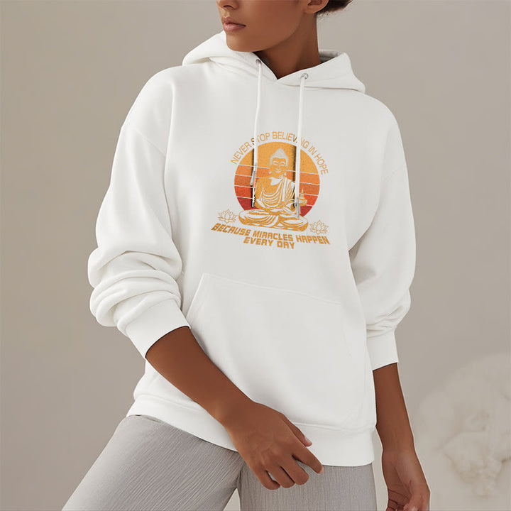 Les Buddha Stones ne cessent jamais de croire en l'espoir Bouddha Sweat à capuche doublé en polaire polyester
