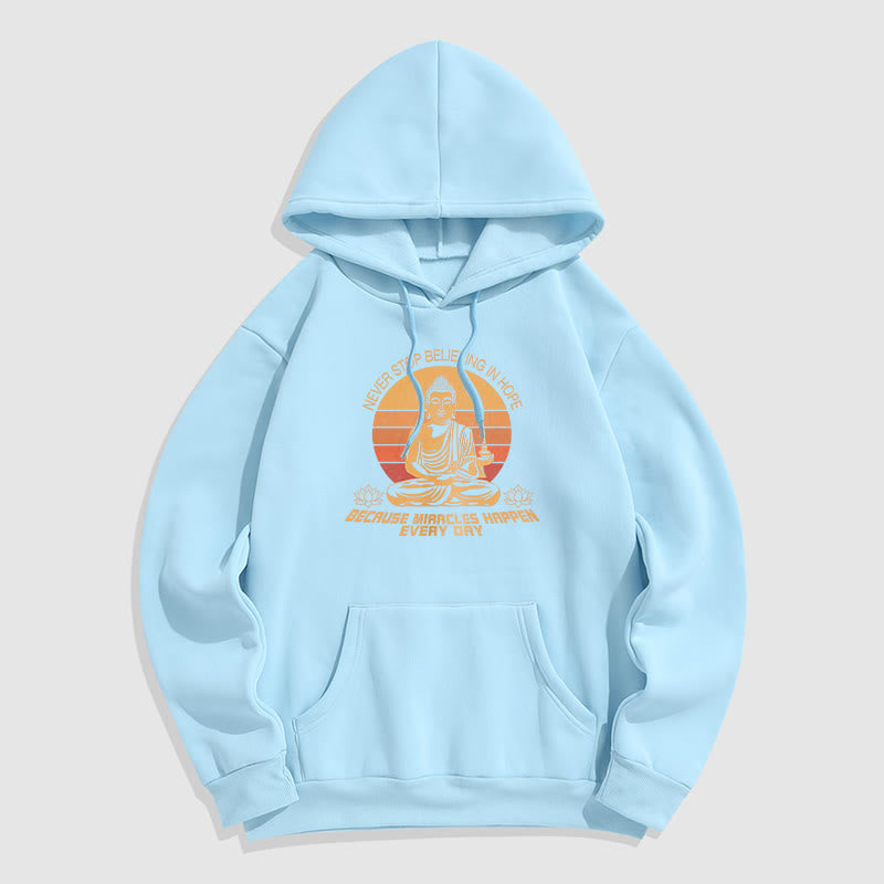 Les Buddha Stones ne cessent jamais de croire en l'espoir Bouddha Sweat à capuche doublé en polaire polyester