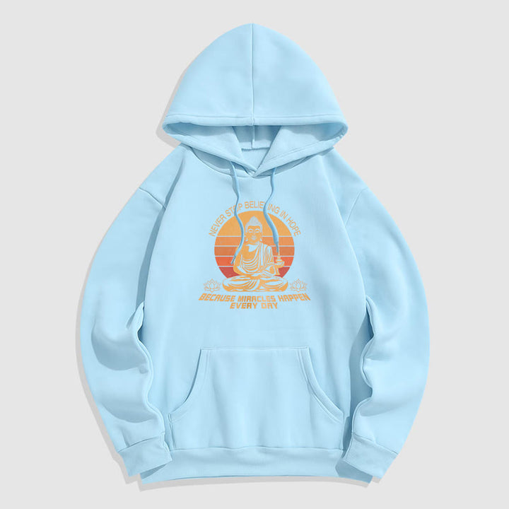 Les Buddha Stones ne cessent jamais de croire en l'espoir Bouddha Sweat à capuche doublé en polaire polyester
