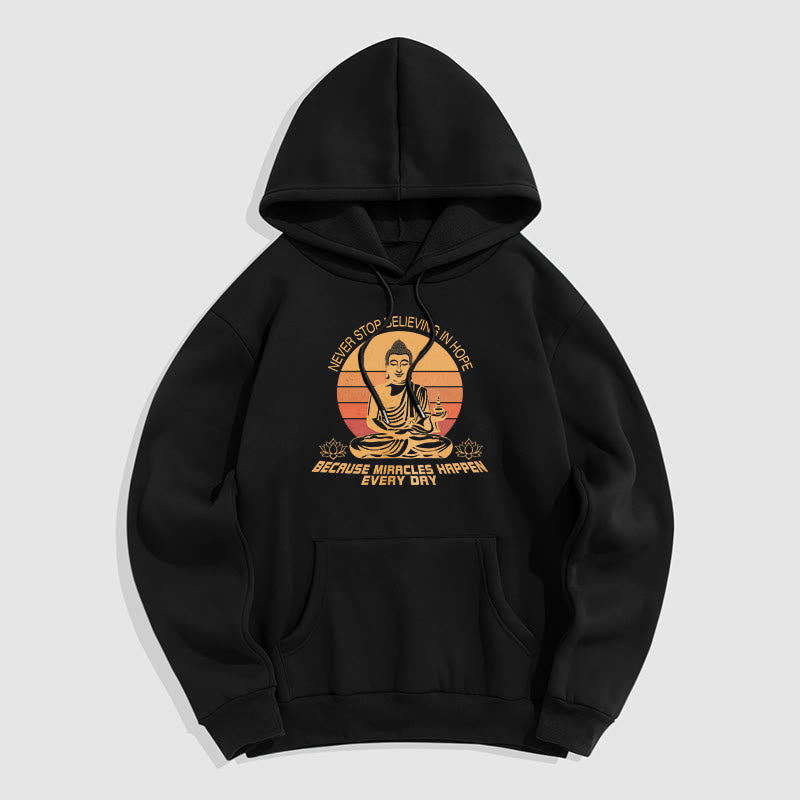Les Buddha Stones ne cessent jamais de croire en l'espoir Bouddha Sweat à capuche doublé en polaire polyester