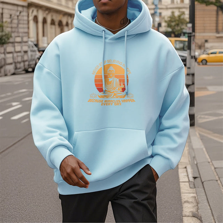 Les Buddha Stones ne cessent jamais de croire en l'espoir Bouddha Sweat à capuche doublé en polaire polyester