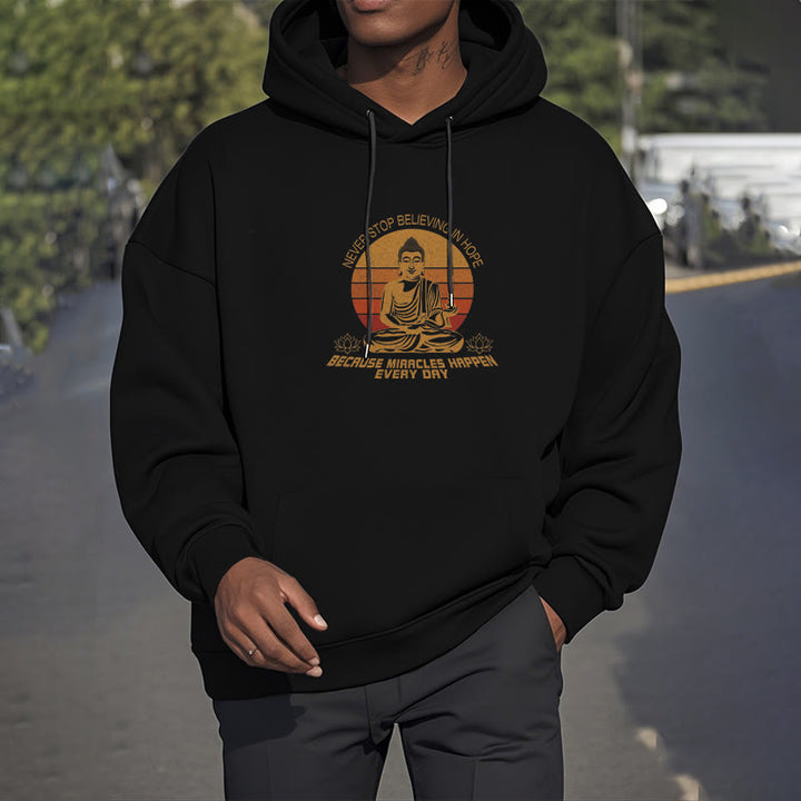 Les Buddha Stones ne cessent jamais de croire en l'espoir Bouddha Sweat à capuche doublé en polaire polyester