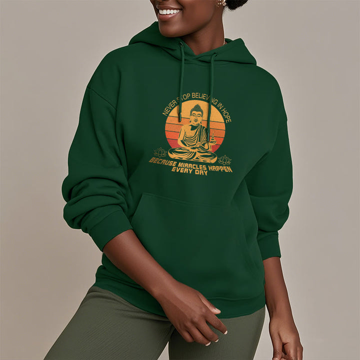 Les Buddha Stones ne cessent jamais de croire en l'espoir Bouddha Sweat à capuche doublé en polaire polyester