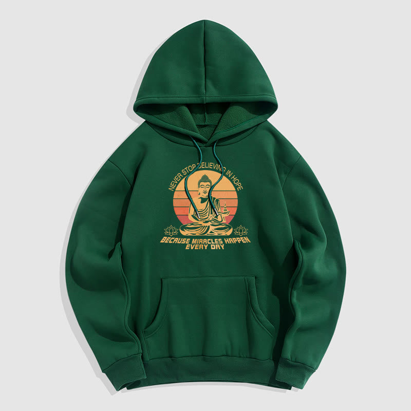 Les Buddha Stones ne cessent jamais de croire en l'espoir Bouddha Sweat à capuche doublé en polaire polyester