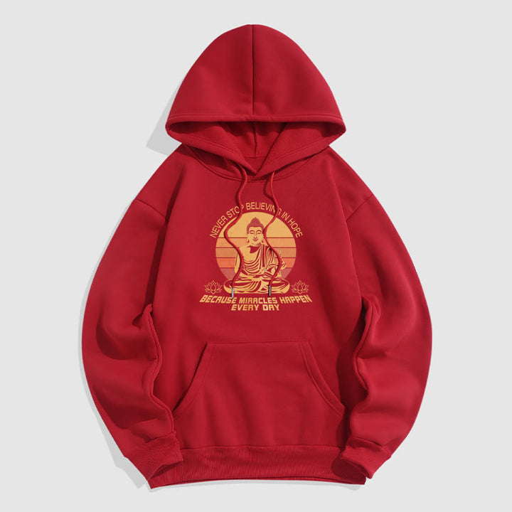 Les Buddha Stones ne cessent jamais de croire en l'espoir Bouddha Sweat à capuche doublé en polaire polyester
