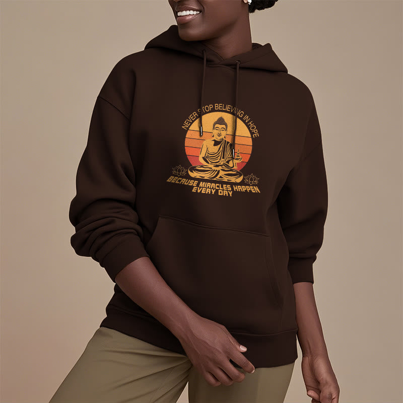 Les Buddha Stones ne cessent jamais de croire en l'espoir Bouddha Sweat à capuche doublé en polaire polyester