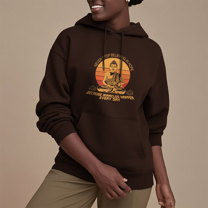 Les Buddha Stones ne cessent jamais de croire en l'espoir Bouddha Sweat à capuche doublé en polaire polyester