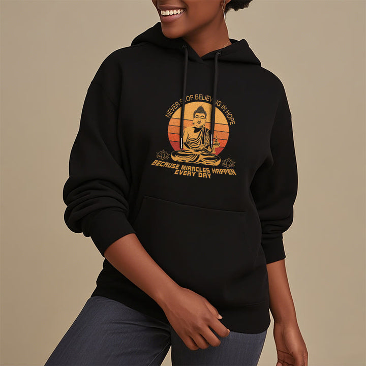 Les Buddha Stones ne cessent jamais de croire en l'espoir Bouddha Sweat à capuche doublé en polaire polyester