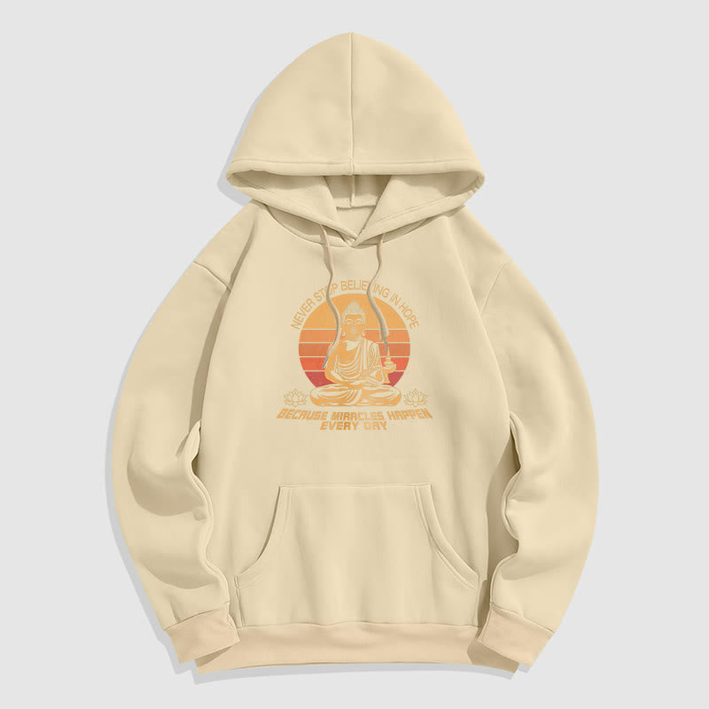 Les Buddha Stones ne cessent jamais de croire en l'espoir Bouddha Sweat à capuche doublé en polaire polyester