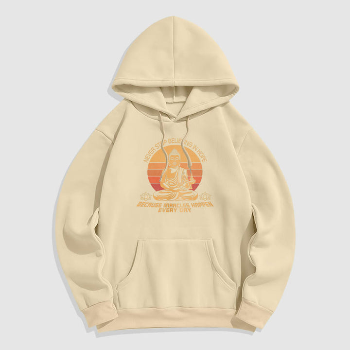 Les Buddha Stones ne cessent jamais de croire en l'espoir Bouddha Sweat à capuche doublé en polaire polyester