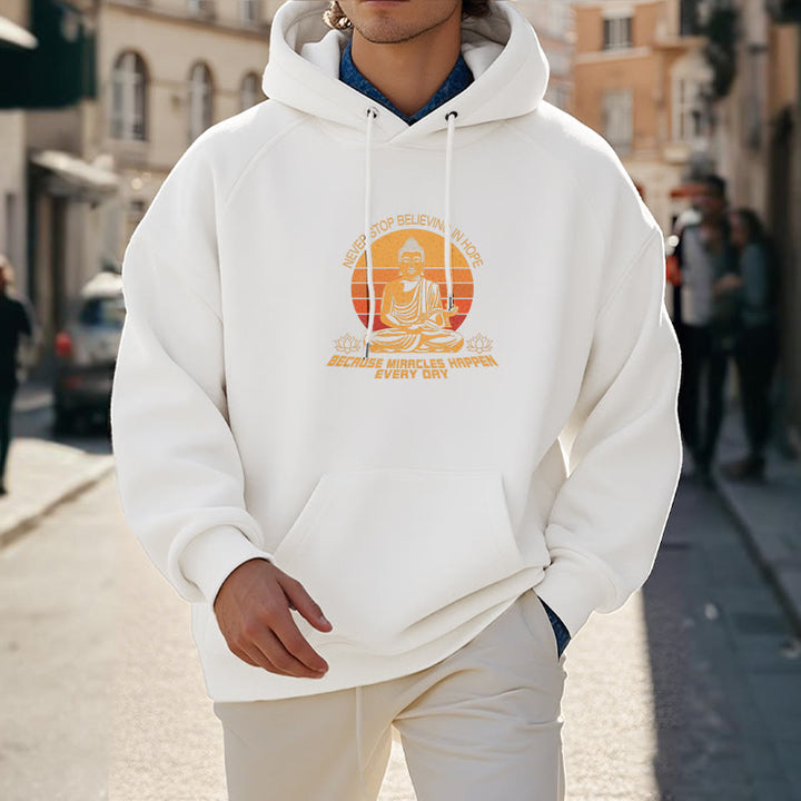 Les Buddha Stones ne cessent jamais de croire en l'espoir Bouddha Sweat à capuche doublé en polaire polyester