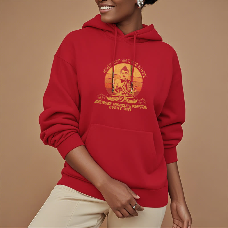 Les Buddha Stones ne cessent jamais de croire en l'espoir Bouddha Sweat à capuche doublé en polaire polyester