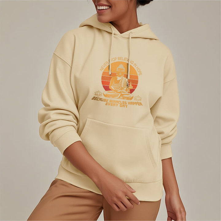Les Buddha Stones ne cessent jamais de croire en l'espoir Bouddha Sweat à capuche doublé en polaire polyester