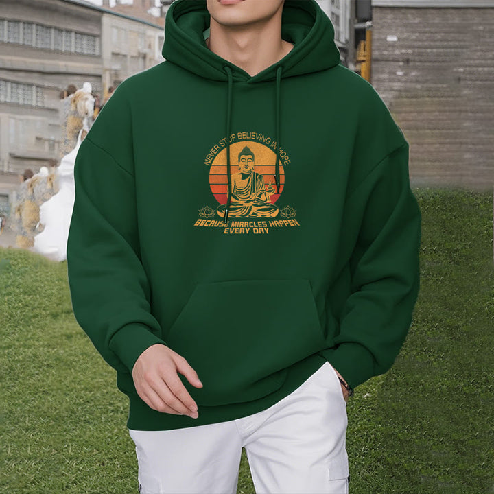 Les Buddha Stones ne cessent jamais de croire en l'espoir Bouddha Sweat à capuche doublé en polaire polyester