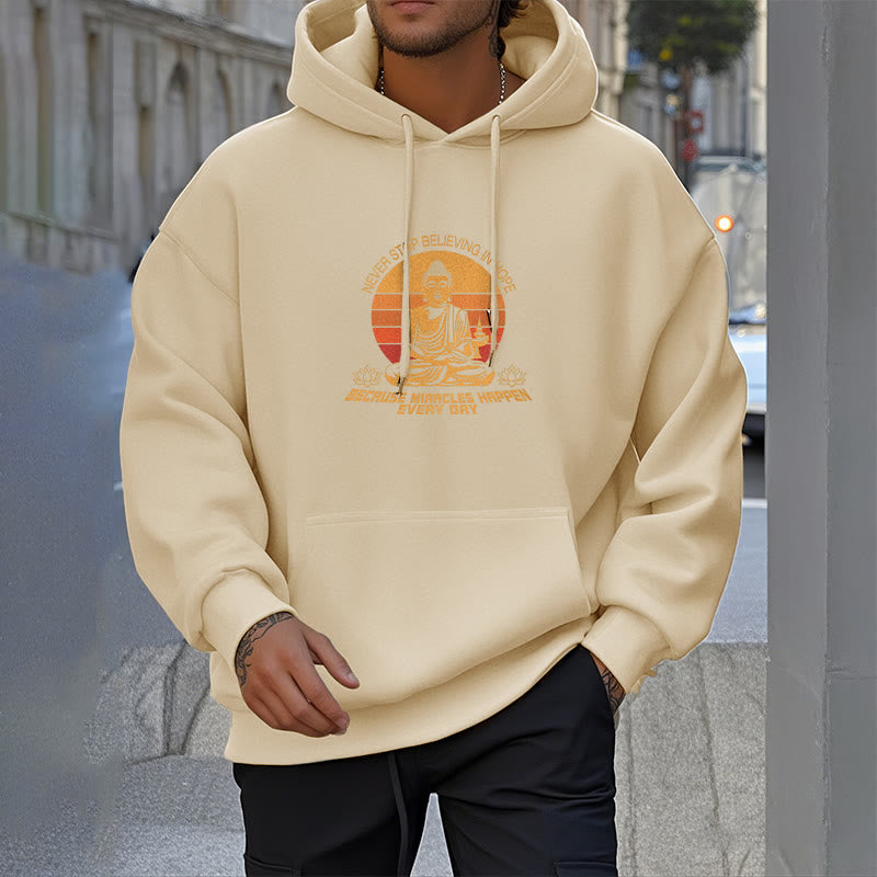 Les Buddha Stones ne cessent jamais de croire en l'espoir Bouddha Sweat à capuche doublé en polaire polyester