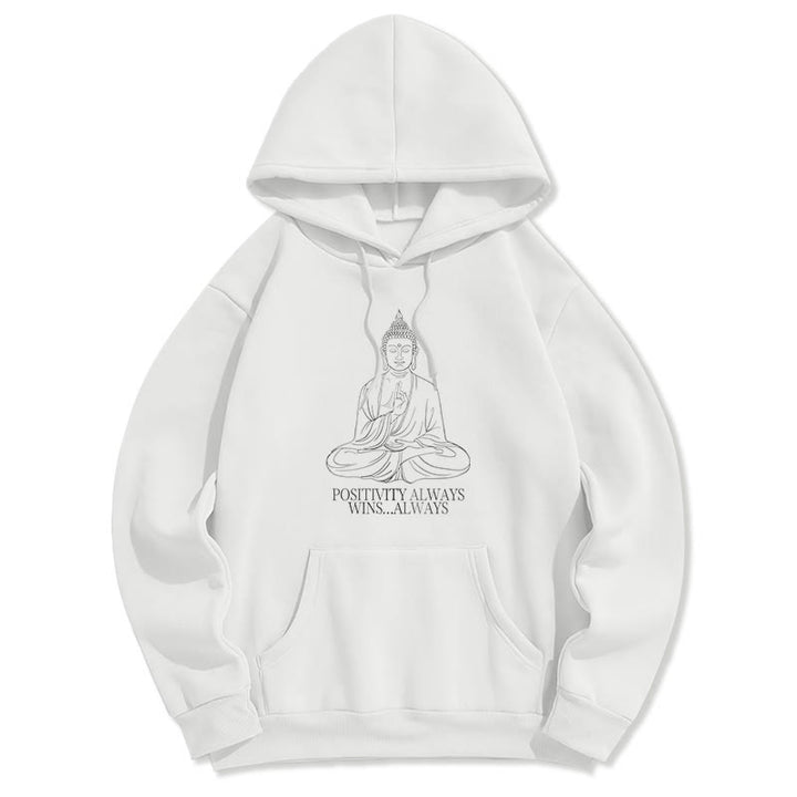 Buddha Stones La positivité gagne toujours toujours Bouddha Sweat à capuche doublé en polaire polyester