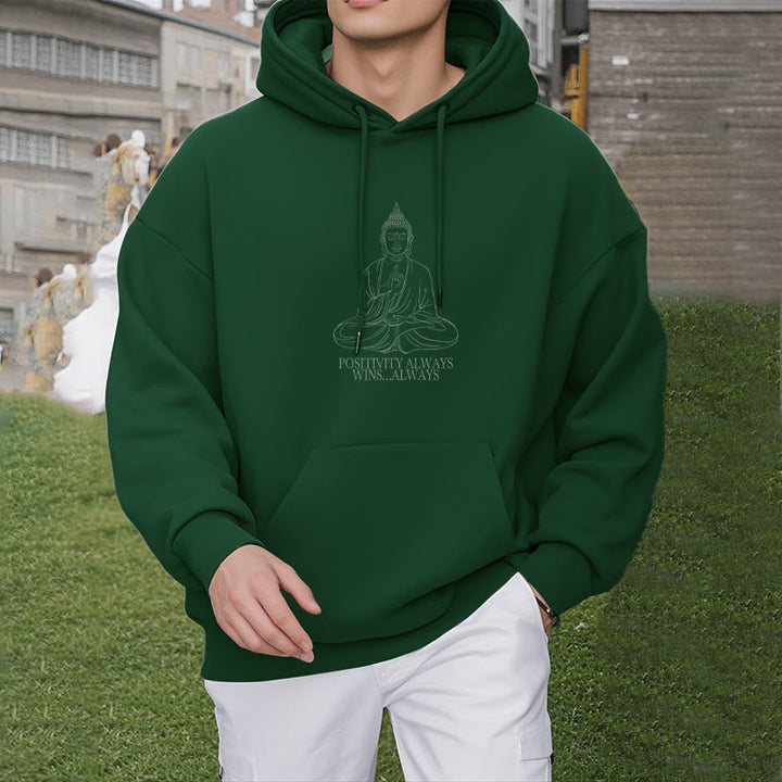 Buddha Stones La positivité gagne toujours toujours Bouddha Sweat à capuche doublé en polaire polyester