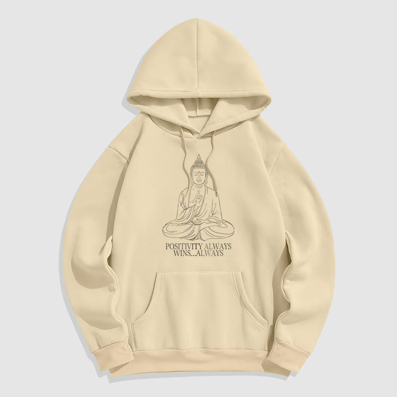 Buddha Stones La positivité gagne toujours toujours Bouddha Sweat à capuche doublé en polaire polyester