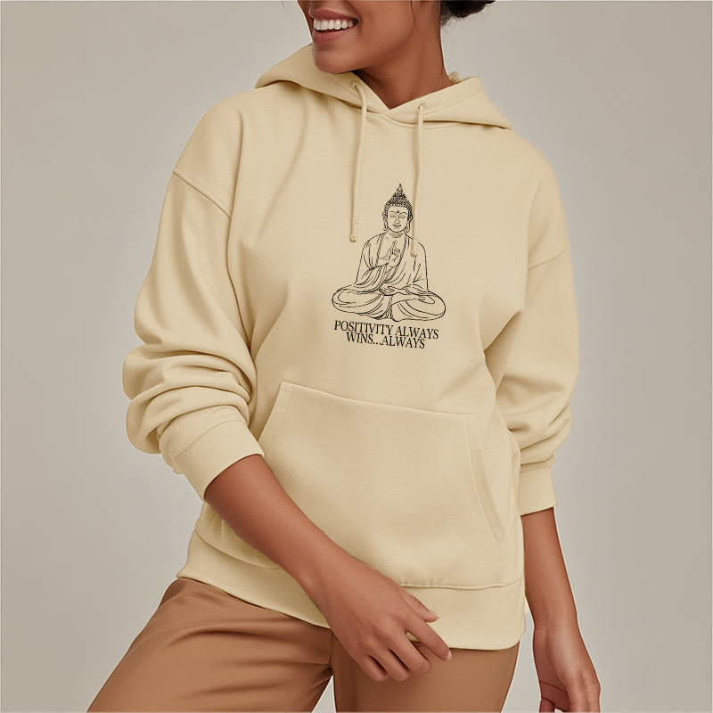 Buddha Stones La positivité gagne toujours toujours Bouddha Sweat à capuche doublé en polaire polyester
