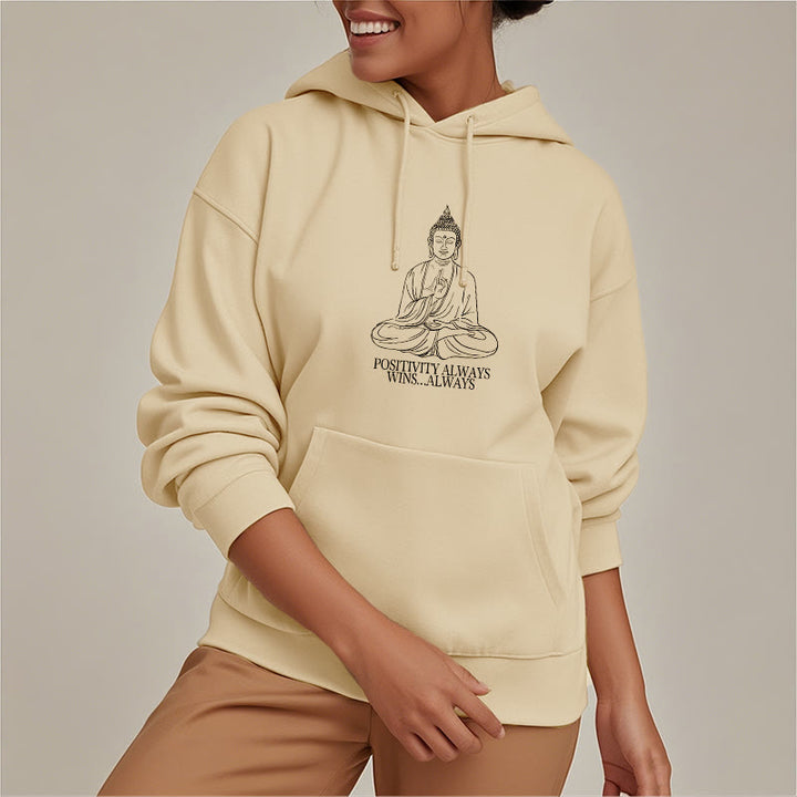 Buddha Stones La positivité gagne toujours toujours Bouddha Sweat à capuche doublé en polaire polyester