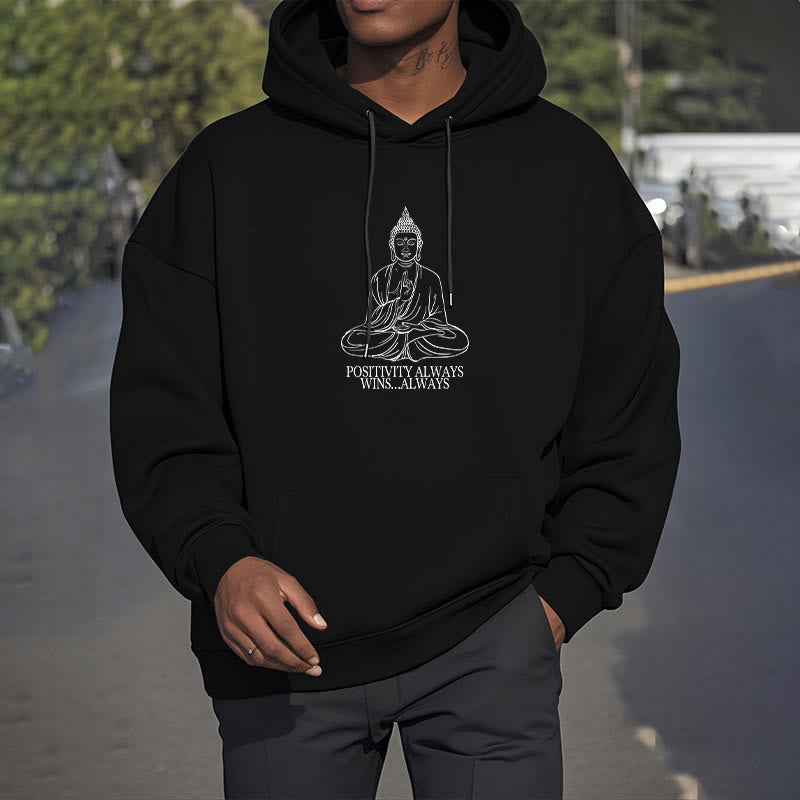 Buddha Stones La positivité gagne toujours toujours Bouddha Sweat à capuche doublé en polaire polyester