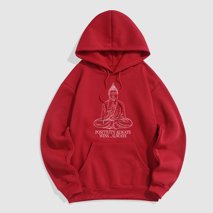 Buddha Stones La positivité gagne toujours toujours Bouddha Sweat à capuche doublé en polaire polyester