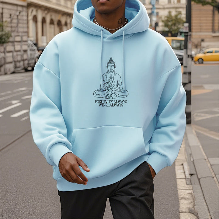 Buddha Stones La positivité gagne toujours toujours Bouddha Sweat à capuche doublé en polaire polyester