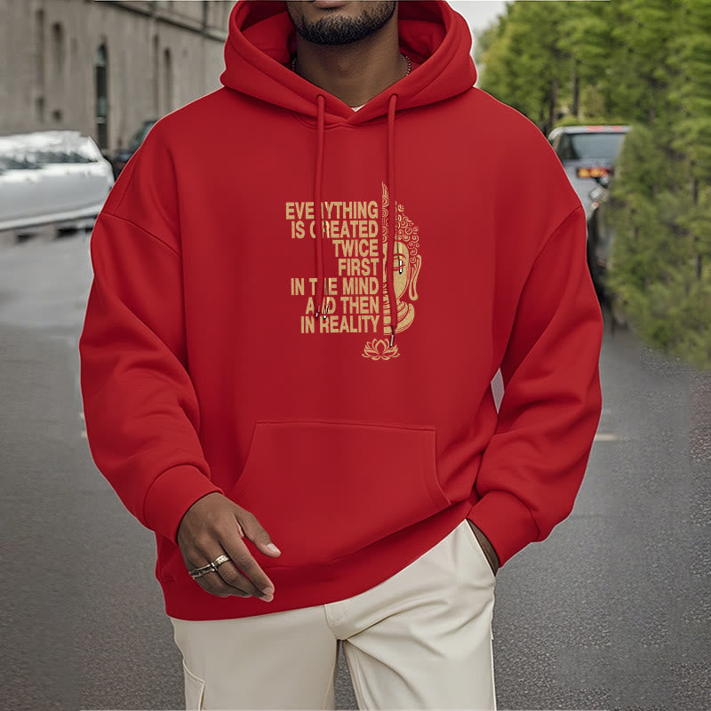 Buddha Stones Tout est créé deux fois D'abord dans l'esprit puis dans la réalité Bouddha Sweat à capuche doublé en polaire polyester