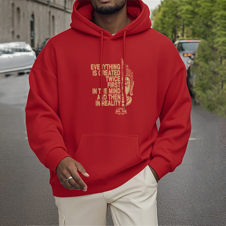 Buddha Stones Tout est créé deux fois D'abord dans l'esprit puis dans la réalité Bouddha Sweat à capuche doublé en polaire polyester