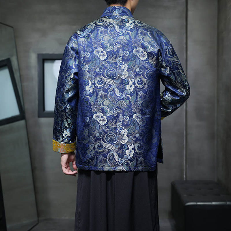 Costume Tang chinois à boutons de grenouille Buddha Stones, chemise longue à col montant, veste pour hommes - image 29