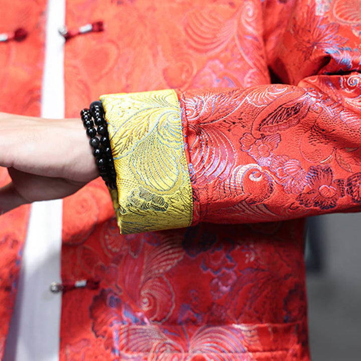 Costume Tang chinois à boutons de grenouille Buddha Stones, chemise longue à col montant, veste pour hommes - image 15