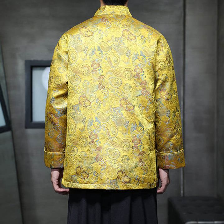 Costume Tang chinois à boutons de grenouille Buddha Stones, chemise longue à col montant, veste pour hommes - image 20