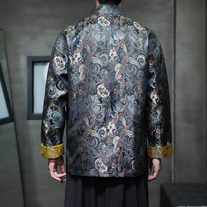 Costume Tang chinois à boutons de grenouille Buddha Stones, chemise longue à col montant, veste pour hommes - image 3