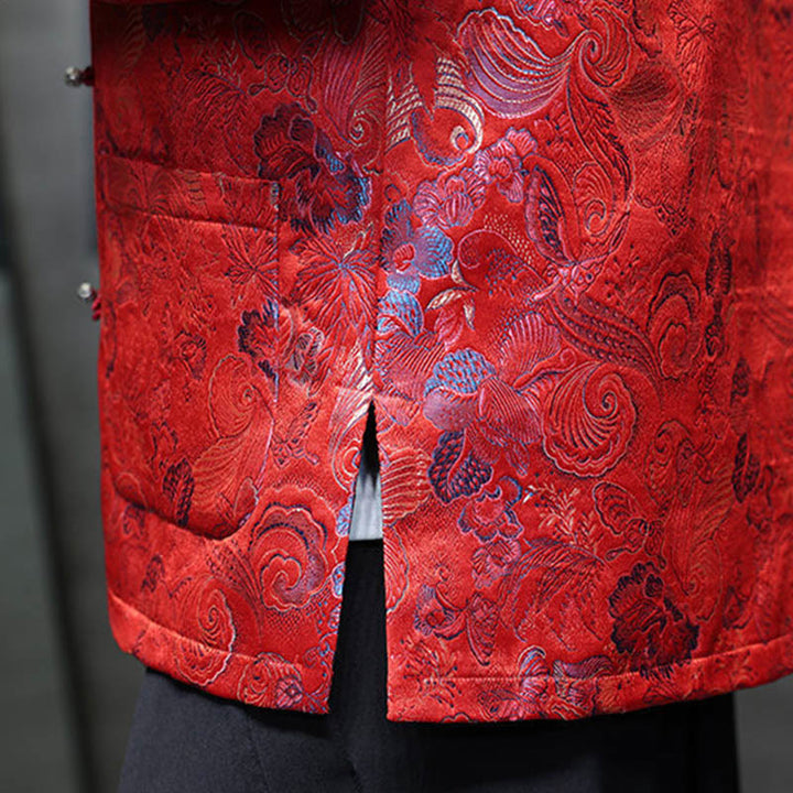 Costume Tang chinois à boutons de grenouille Buddha Stones, chemise longue à col montant, veste pour hommes - image 15