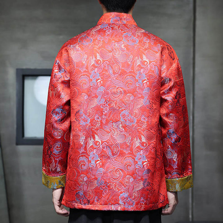 Costume Tang chinois à boutons de grenouille Buddha Stones, chemise longue à col montant, veste pour hommes - image 10
