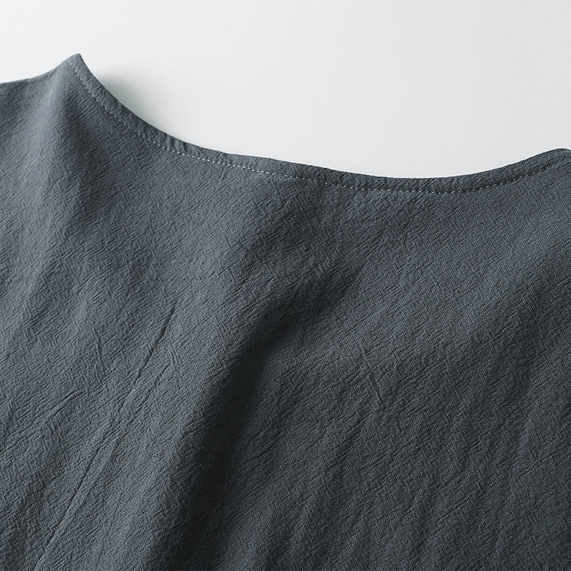 T-shirt pour homme Buddha Stones, couleur unie, manches courtes, col en V à trois boutons, chemise en coton doux - image 6