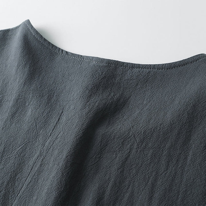 T-shirt pour homme Buddha Stones, couleur unie, manches courtes, col en V à trois boutons, chemise en coton doux - image 6