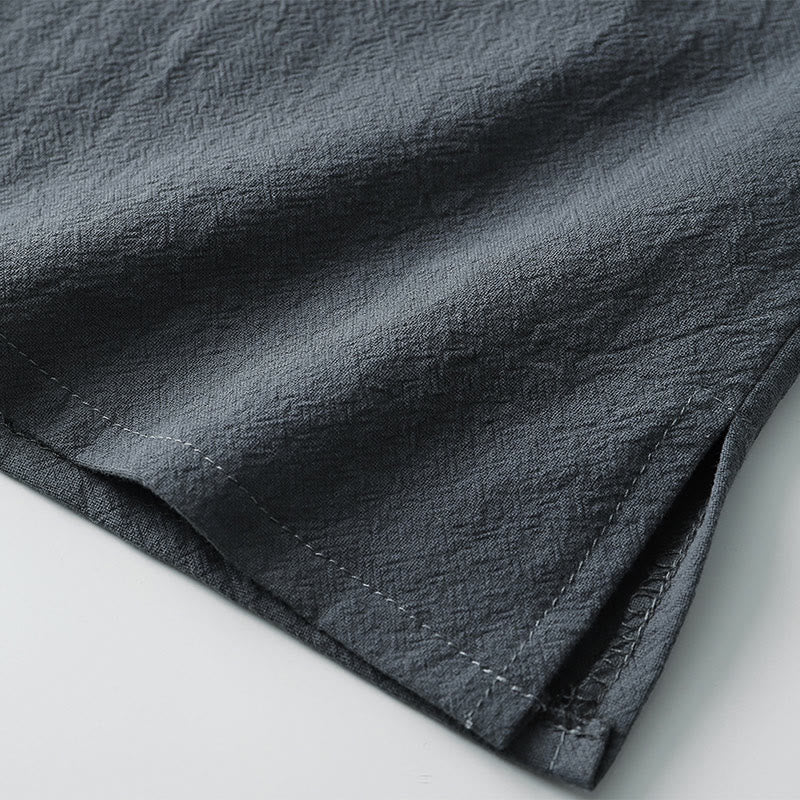 T-shirt pour homme Buddha Stones, couleur unie, manches courtes, col en V à trois boutons, chemise en coton doux - image 8