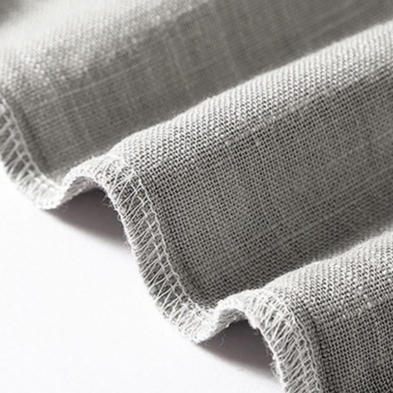 Chemise ample pour homme Buddha Stones, couleur unie, col cranté, manches courtes, confortable, bouton, chemise en coton et lin respirant - image 14